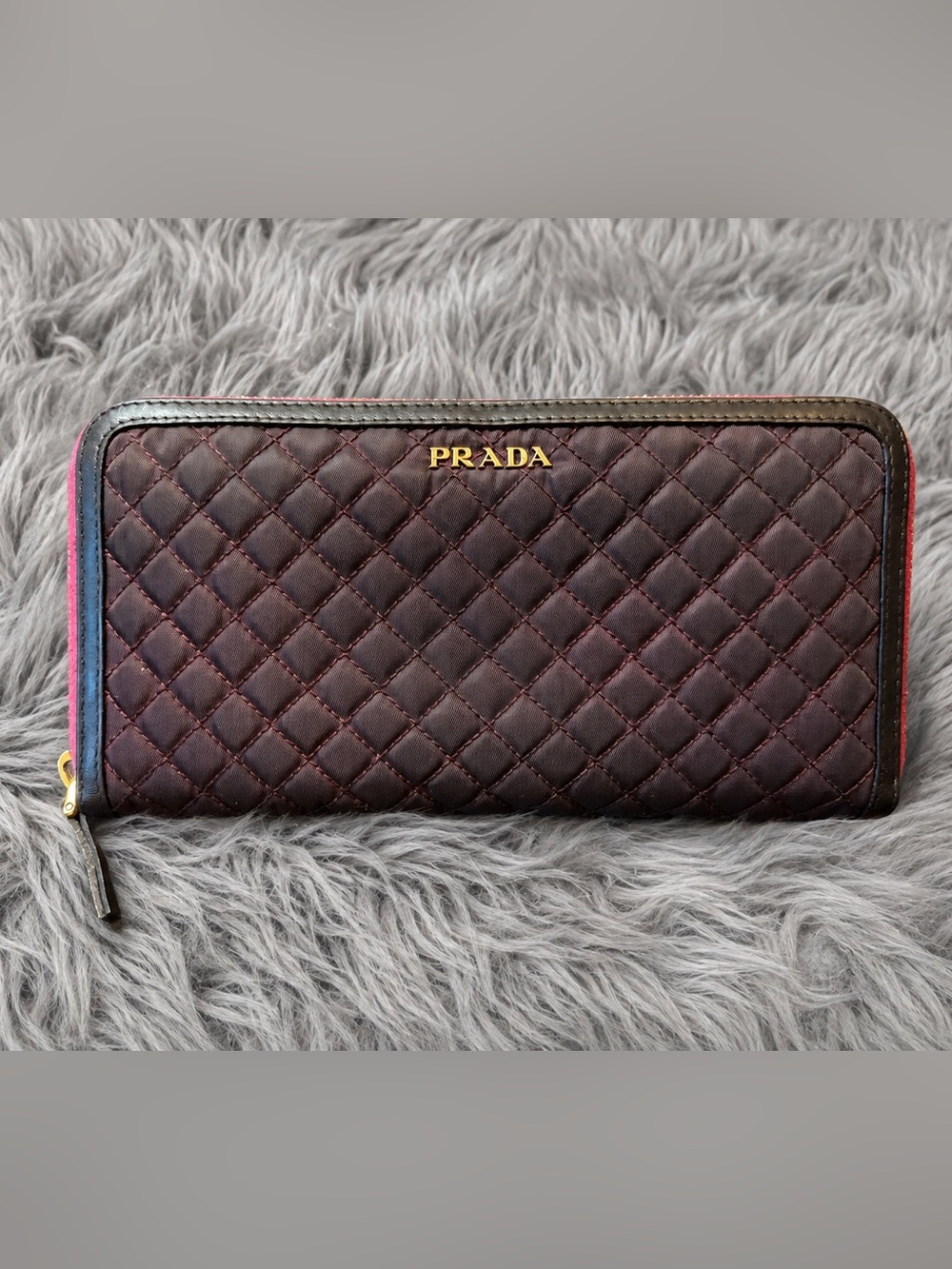 Prada Tessuto Quilted Zip Wallet